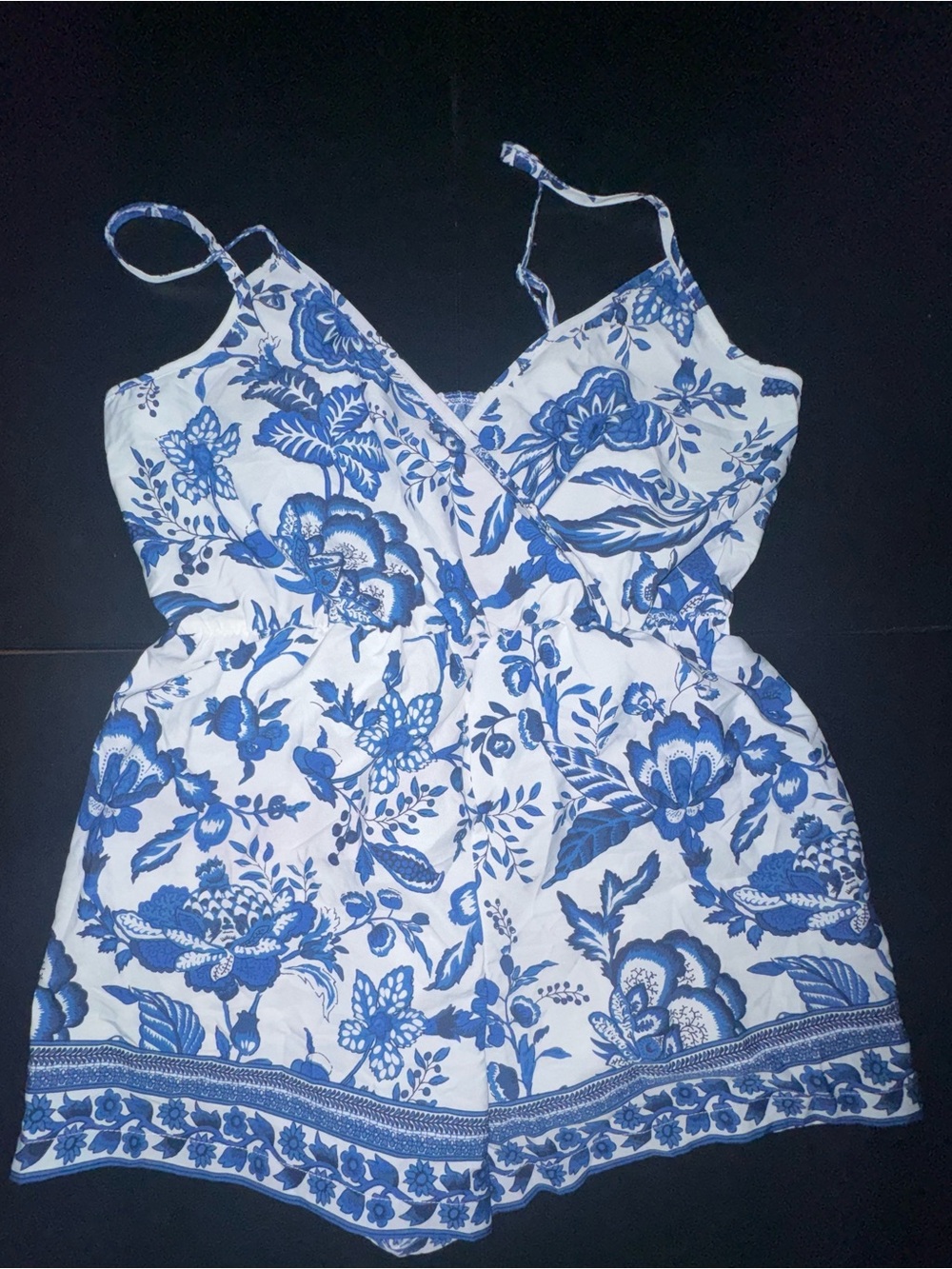 Blue & White Floral Romper